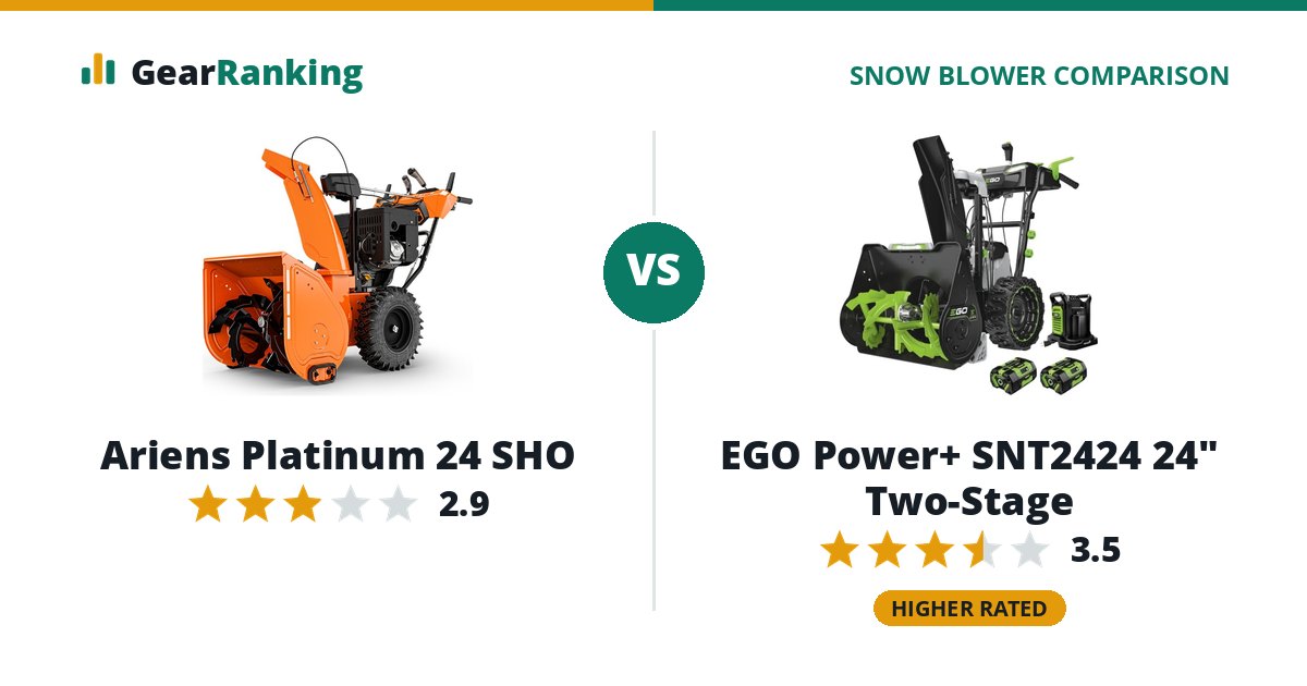 Ariens Platinum 24 SHO vs EGO Power+ SNT2424 24" Two-Stage