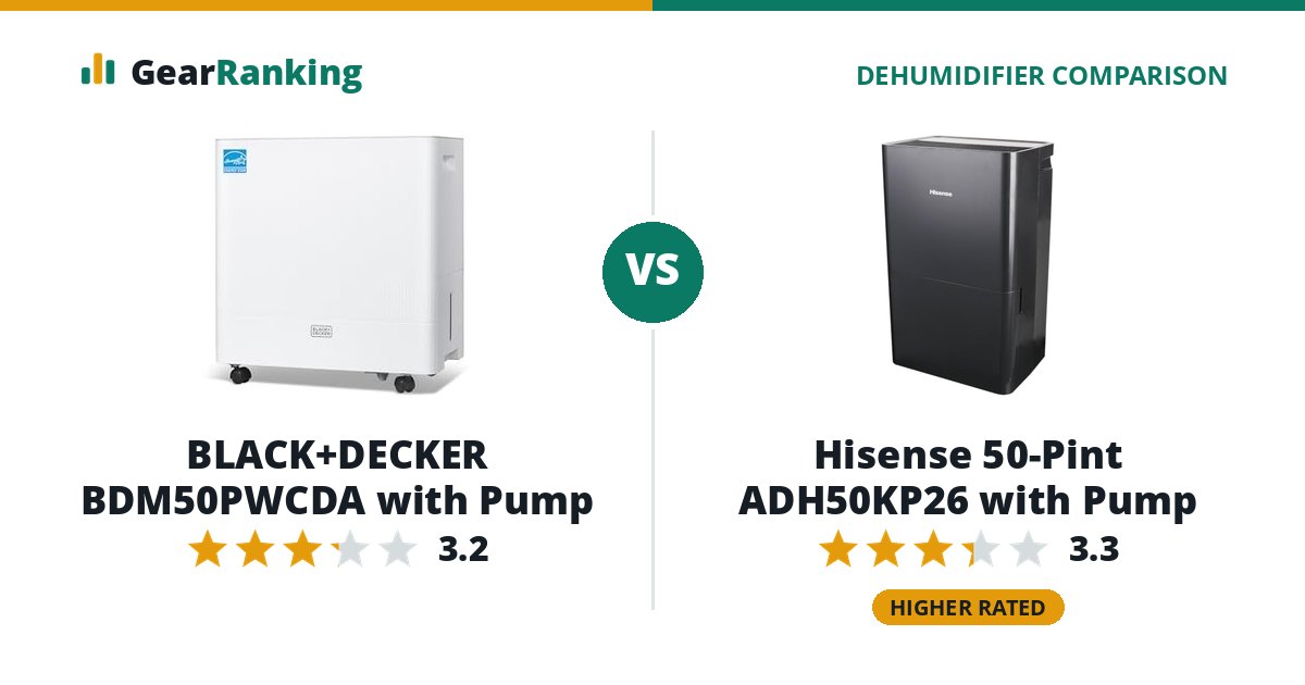 BLACK+DECKER BDM50PWCDA with Pump vs Hisense 50-Pint ADH50KP26 with Pump