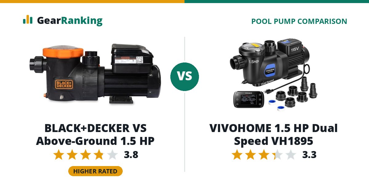 BLACK+DECKER VS Above-Ground 1.5 HP vs VIVOHOME 1.5 HP Dual Speed VH1895