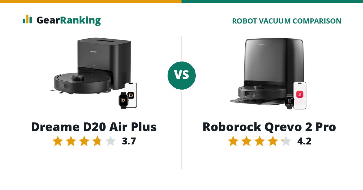 Dreame D20 Air Plus vs Roborock Qrevo 2 Pro