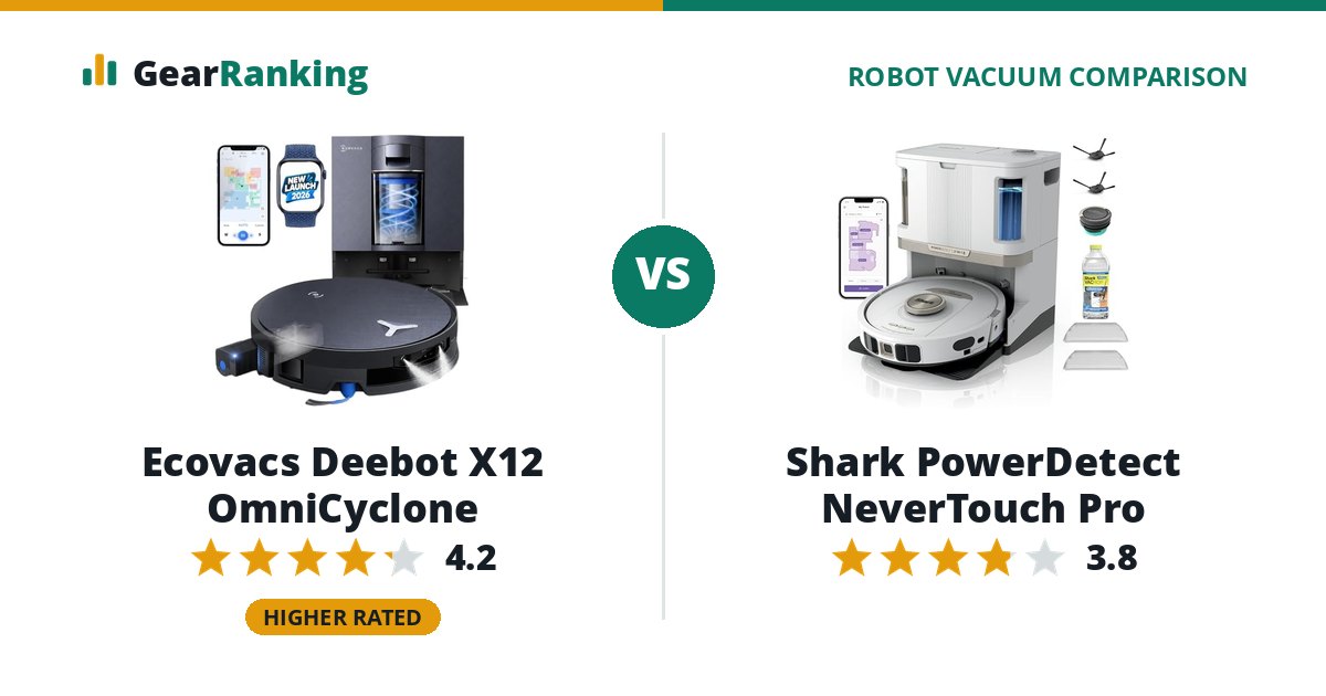 Ecovacs Deebot X12 OmniCyclone vs Shark PowerDetect NeverTouch Pro