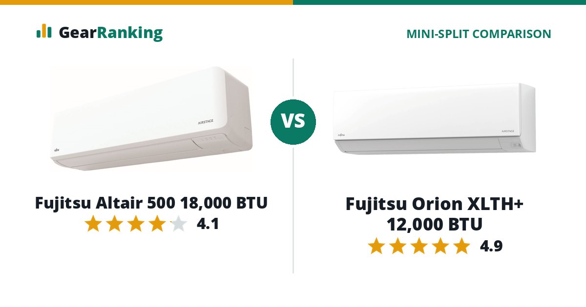 Fujitsu Altair 500 18,000 BTU vs Fujitsu Orion XLTH+ 12,000 BTU