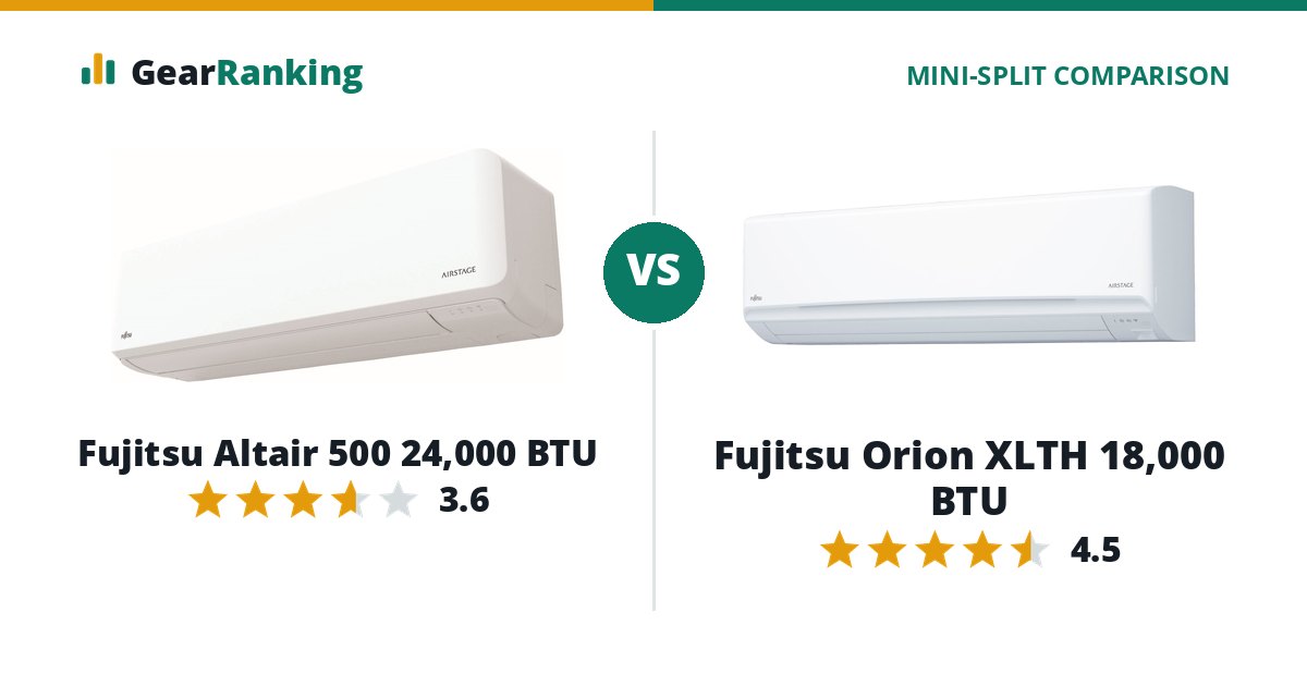 Fujitsu Altair 500 24,000 BTU vs Fujitsu Orion XLTH 18,000 BTU