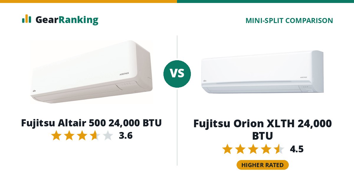 Fujitsu Altair 500 24,000 BTU vs Fujitsu Orion XLTH 24,000 BTU