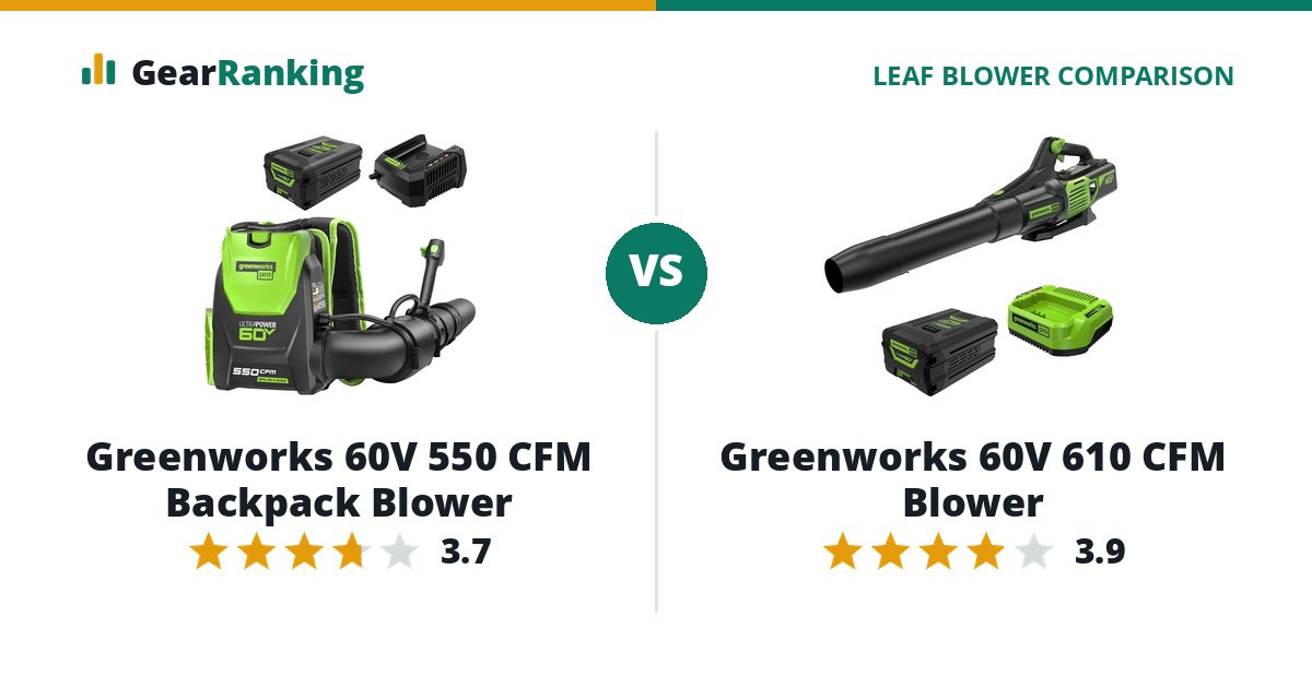 Greenworks 60V 550 CFM Backpack Blower vs Greenworks 60V 610 CFM Blower