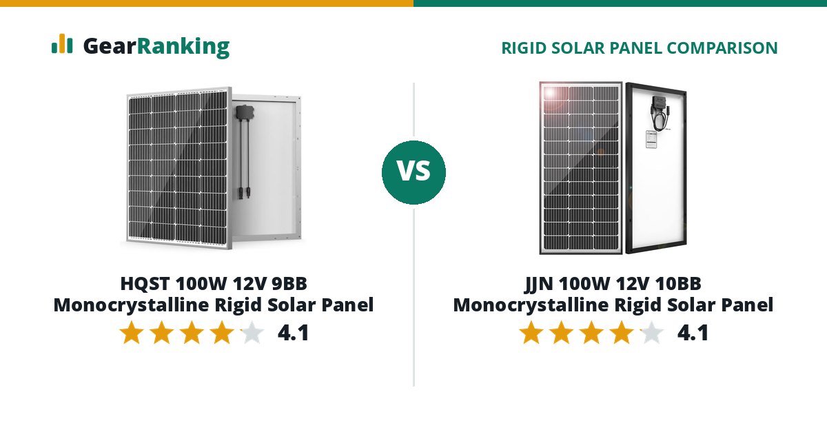 HQST 100W 12V 9BB Monocrystalline Rigid Solar Panel vs JJN 100W 12V 10BB Monocrystalline Rigid Solar Panel