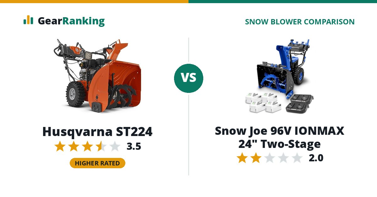 Husqvarna ST224 vs Snow Joe 96V IONMAX 24" Two-Stage
