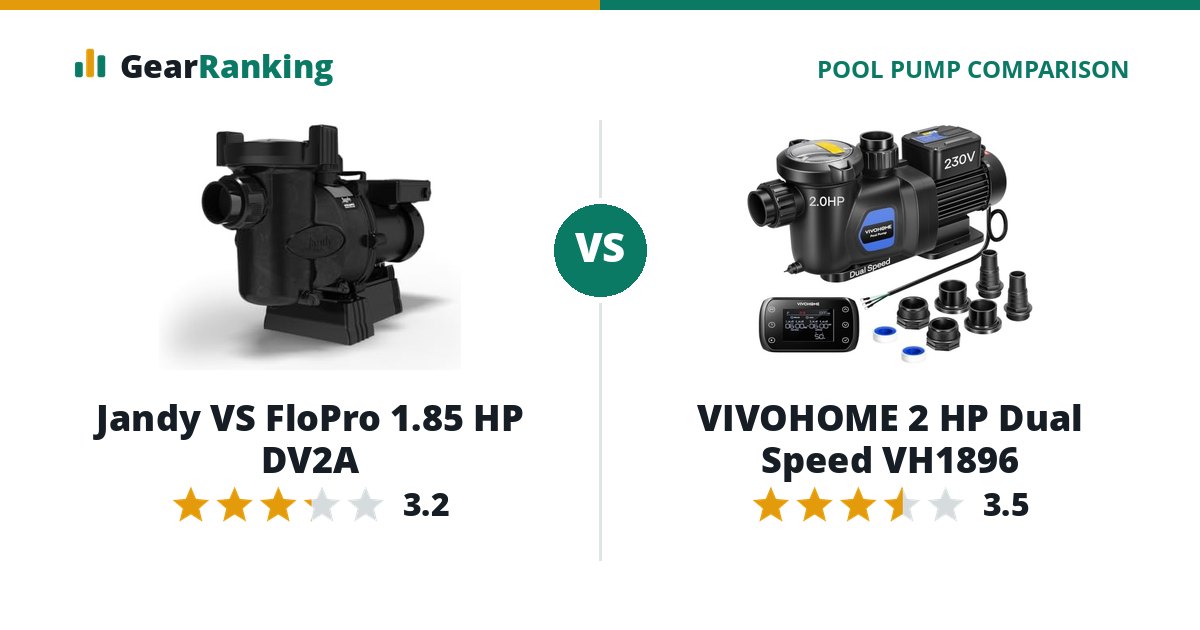 Jandy VS FloPro 1.85 HP DV2A vs VIVOHOME 2 HP Dual Speed VH1896