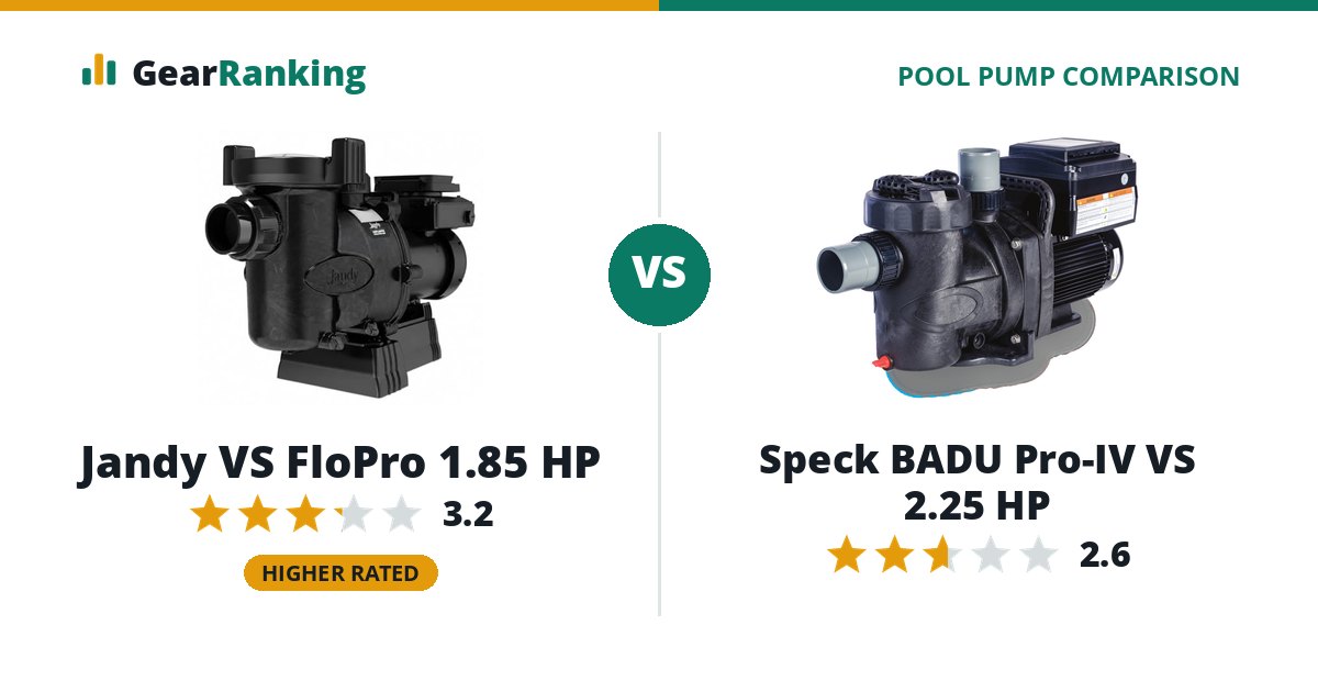 Jandy VS FloPro 1.85 HP vs Speck BADU Pro-IV VS 2.25 HP