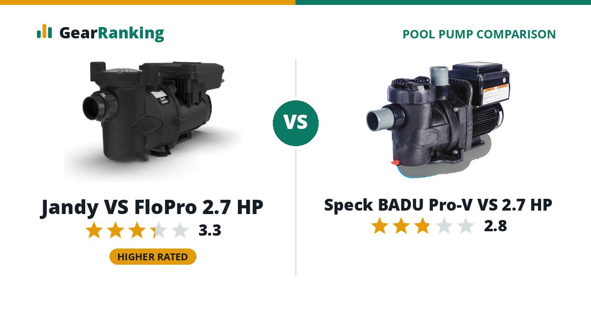 Jandy VS FloPro 2.7 HP vs Speck BADU Pro-V VS 2.7 HP
