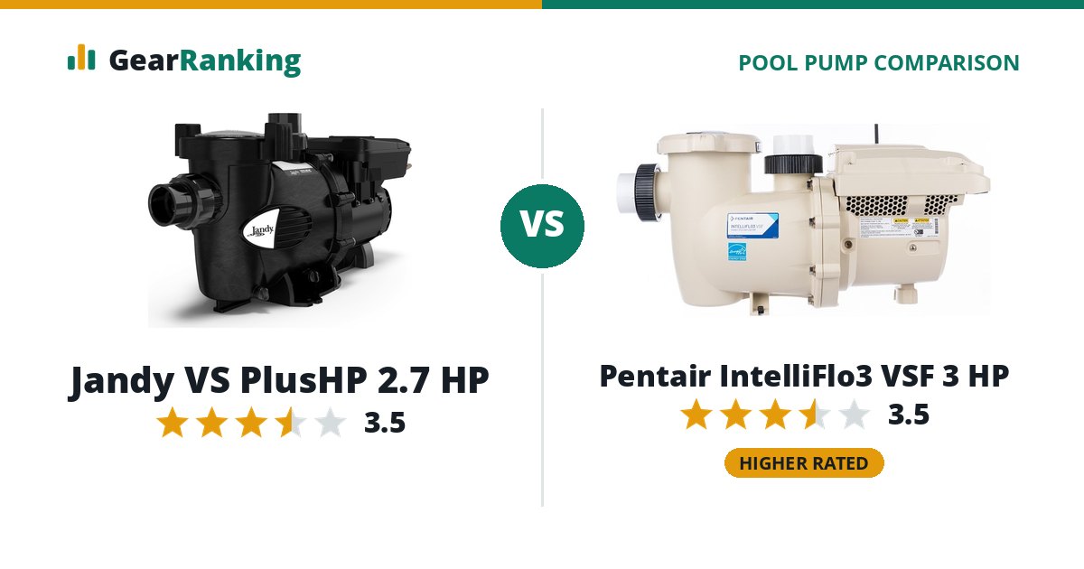 Jandy VS PlusHP 2.7 HP vs Pentair IntelliFlo3 VSF 3 HP