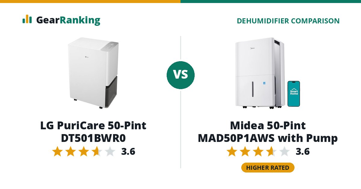 LG PuriCare 50-Pint DT501BWR0 vs Midea 50-Pint MAD50P1AWS with Pump