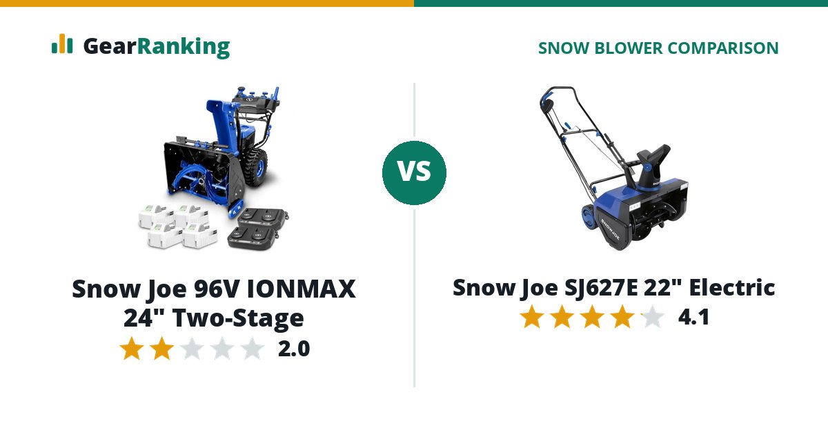 Snow Joe 96V IONMAX 24" Two-Stage vs Snow Joe SJ627E 22" Electric