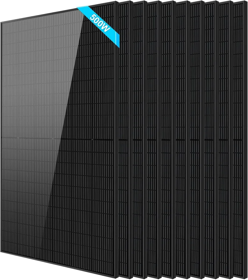 SUNGOLDPOWER 5000W (10 x 500W) Monocrystalline PERC Rigid Solar Panel 10-Pack (SG500WM, UL 61730)